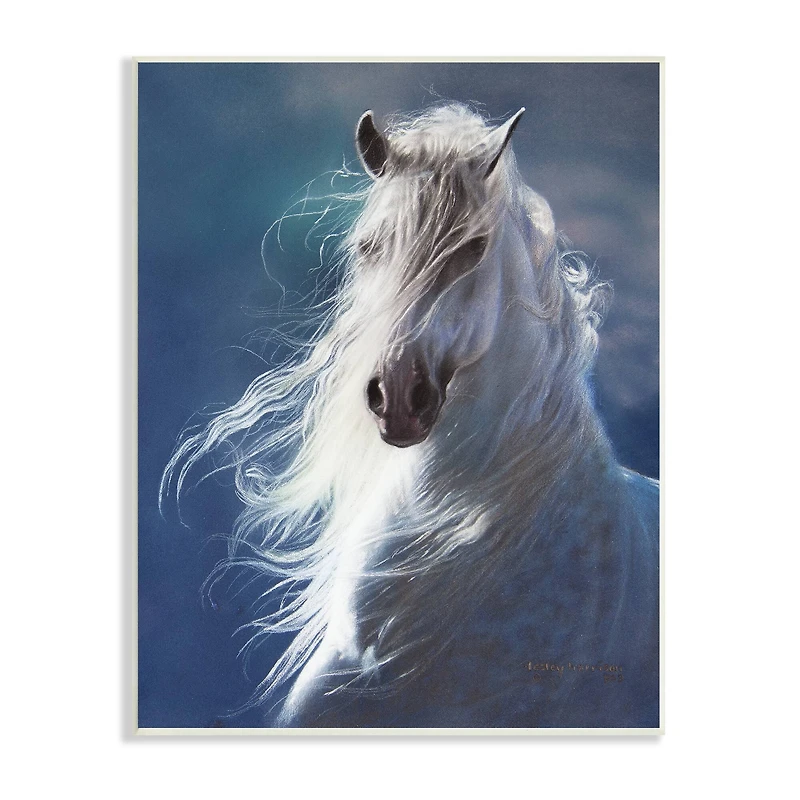 Stupell Industries White Horse with Long Mane Wild Equestrian Portrait Wall Plaque