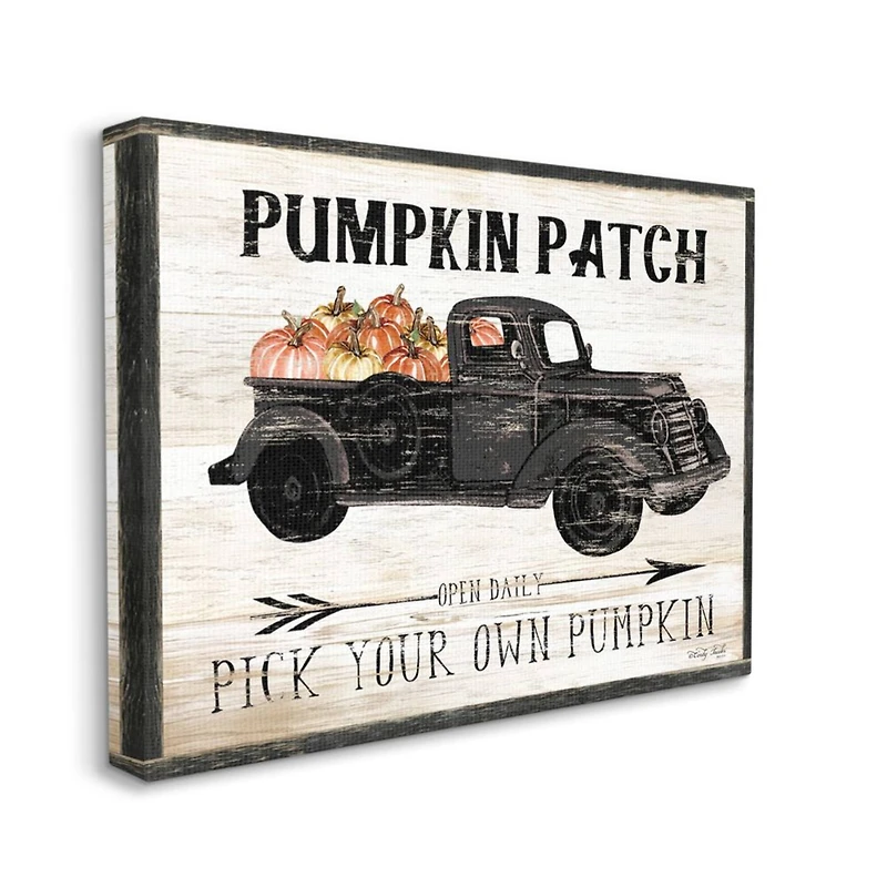 Stupell Industries Pumpkin Patch Farm Sign Fall Harvest Picking Canvas Wall Art