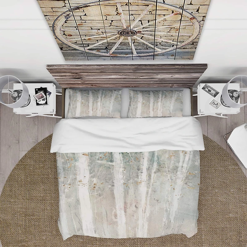 Designart 'A Woodland Walk into the Forest V' Farmhouse Bedding Set - Duvet Cover & Shams