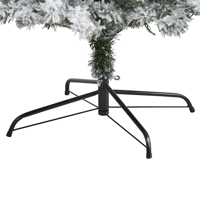 8ft. Pre-Lit Flocked Rock Springs Spruce Artificial Christmas Tree with Clear LED Lights