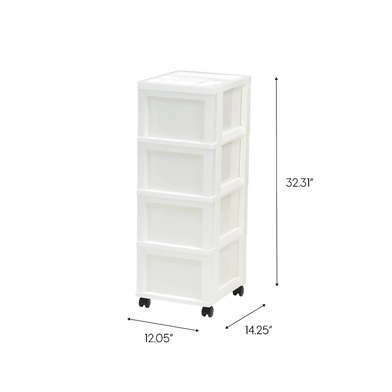 IRIS 4-Drawer Medium Cart With Organizer Top