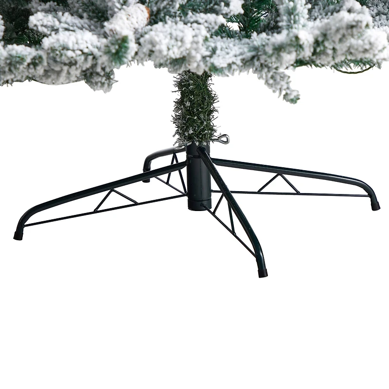 8ft. Pre-Lit Flocked Livingston Fir Artificial Christmas Tree with Pinecones, Clear LED Lights