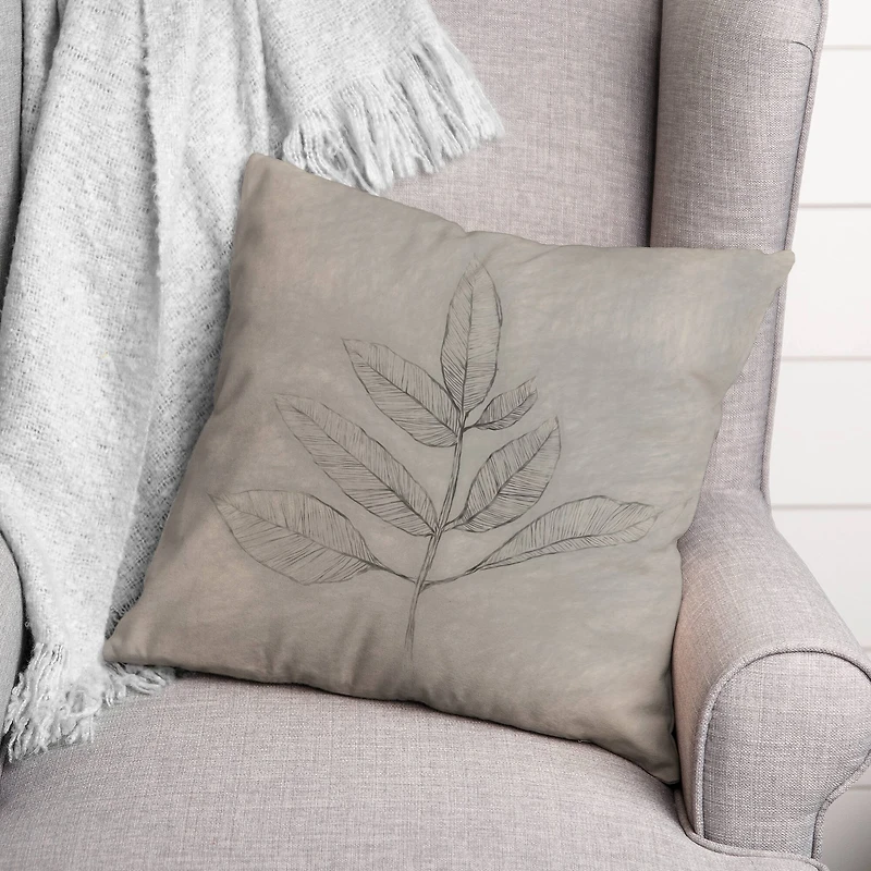 Sketch Fall Leaf Throw Pillow