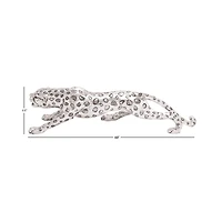 48" Silver Modern Leopard Sculpture