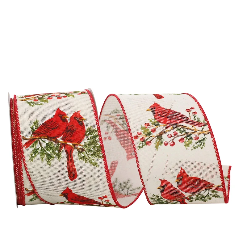 JAM Paper 2.5" x 10yd. Wired Cardinal Perch Hopsack Ribbon