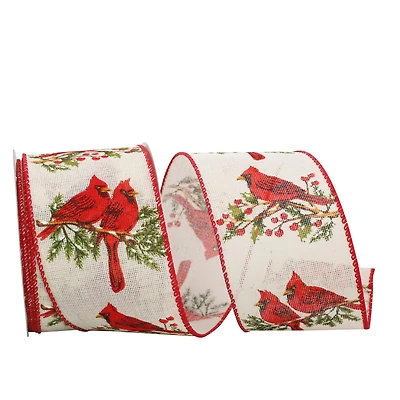 JAM Paper 2.5" x 10yd. Wired Cardinal Perch Hopsack Ribbon