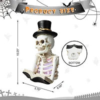Glitzhome® 10" Lighted Halloween Resin Skull Reading Book Table Décor