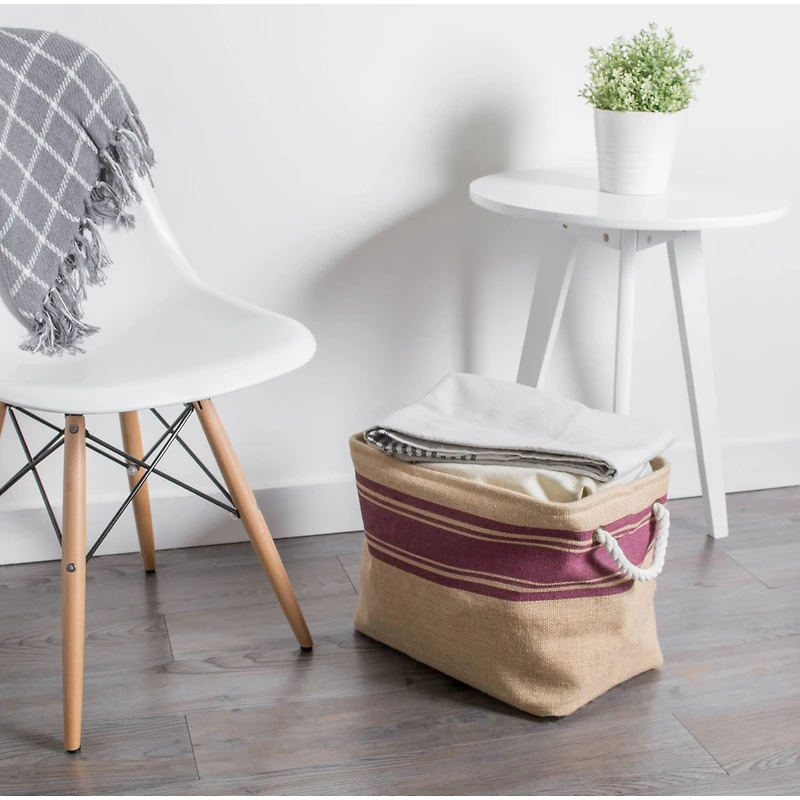 DII® 12" Border Wine Rectangle Burlap Bin