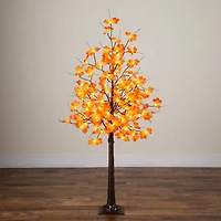 5ft. Pre-Lit Minimalist Autumn Maple Artificial Fall Tree with 96 Warm White LED Lights