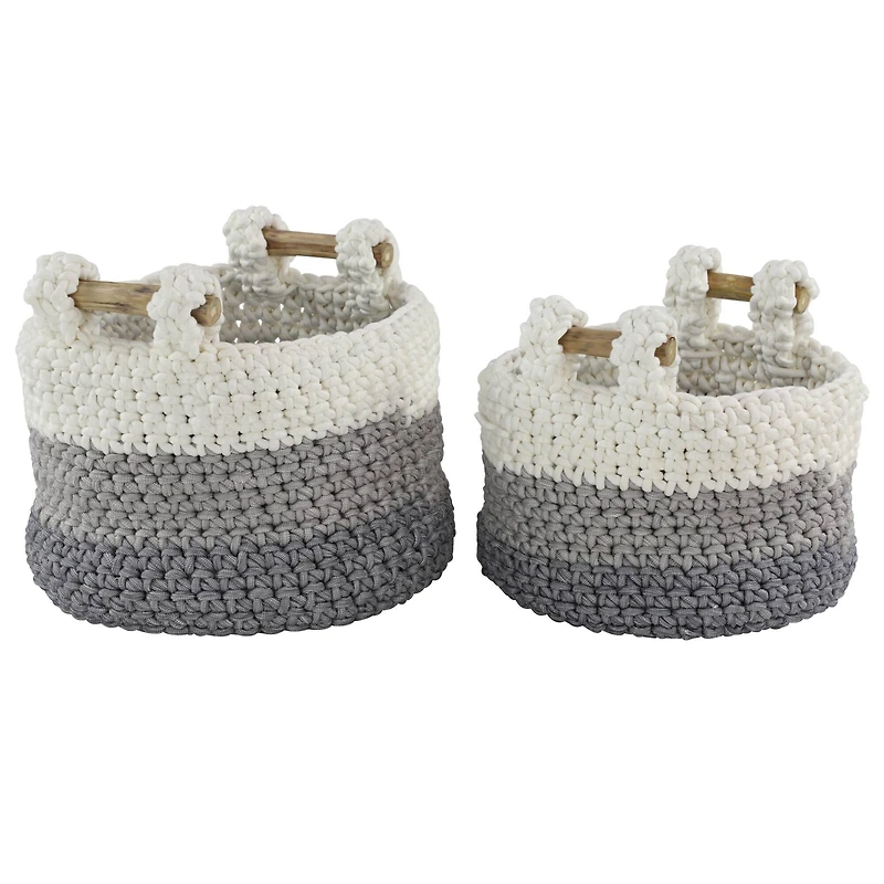 Gray Polyester Country Storage Basket Set