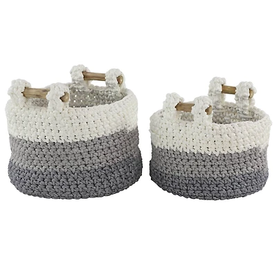 Gray Polyester Country Storage Basket Set