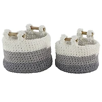 Gray Polyester Country Storage Basket Set
