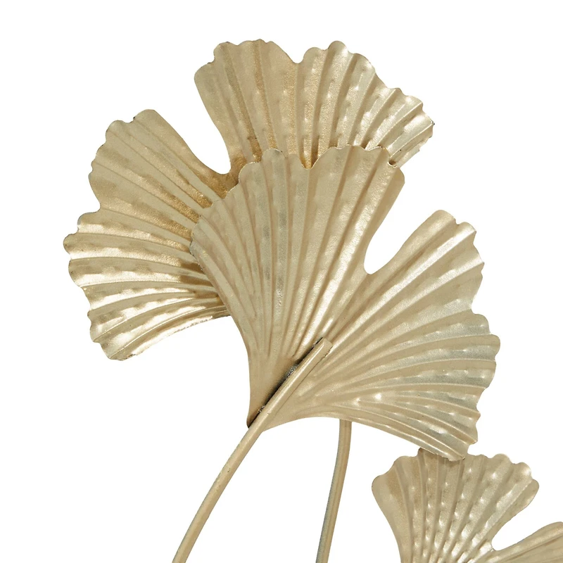 22" Gold Metal Modern Nature Sculpture