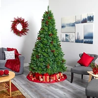 8ft. Pre-Lit Montana Mixed Pine, Pinecones & Berries Artificial Christmas Tree with Clear LED Lights