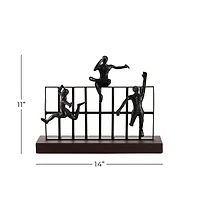 Black Metal Contemporary Sculpture, Climbing 10" x 14" x 9"