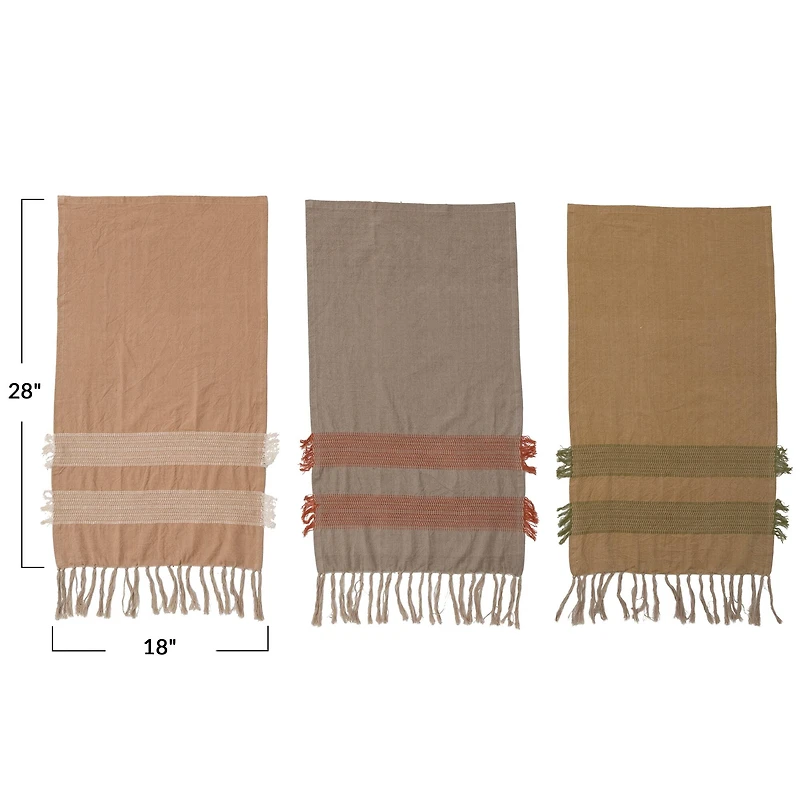 Hello Honey® Striped Cotton Tea Towels with Fringe Set