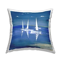 Stupell Industries Floating Sailboats Blue Ocean View Throw Pillow, 18" x 18"