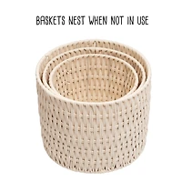 White Metal Frame Nesting Rope Baskets, 3ct.