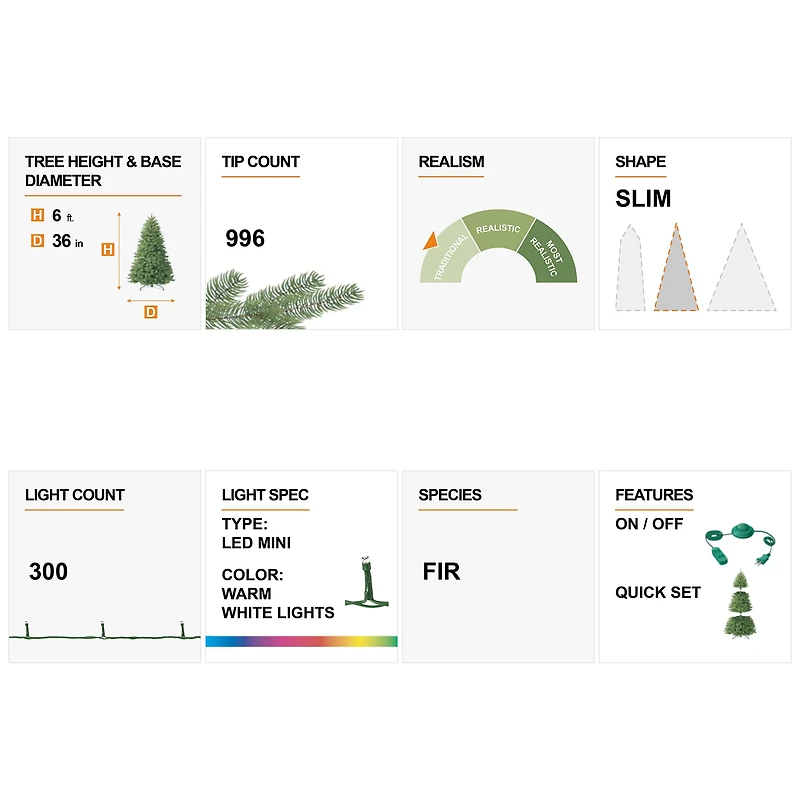 6ft. Pre-Lit Flocked Fir Artificial Christmas Tree, Warm White LED Lights