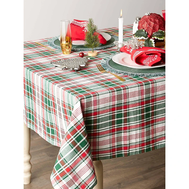 DII® Yuletide Plaid Tablecloth