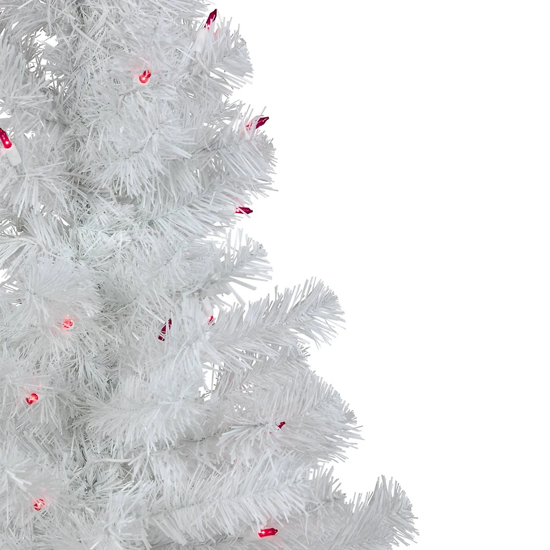 3ft. Pre-Lit White Iridescent Pine Artificial Christmas Tree, Pink Lights
