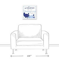 Blue & White Welcome Thanksgiving Table Canvas Wall Art