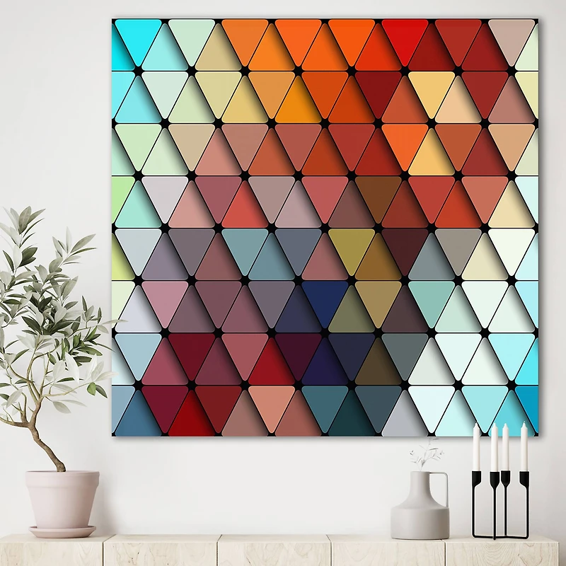 Designart - 3Dd Geometry in Shades of Blue and Red