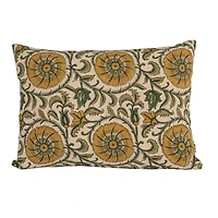 Hello Honey® 20" x 14" Green & Yellow Verdant Charm Linen Lumbar Pillow