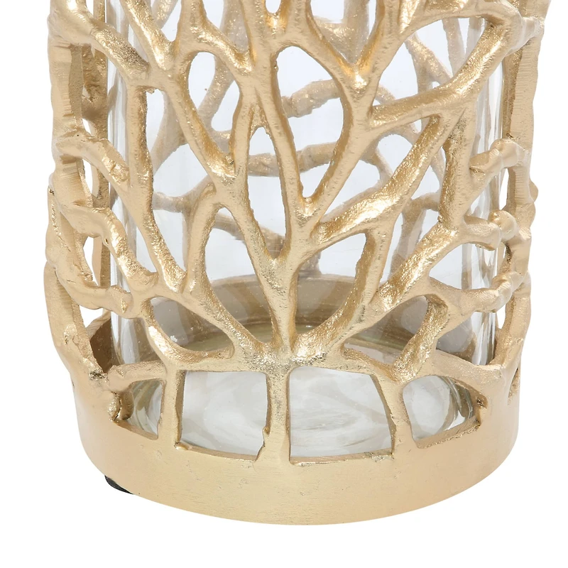 Gold Aluminum Coastal Candle Holder, 8" x 5" x 5"