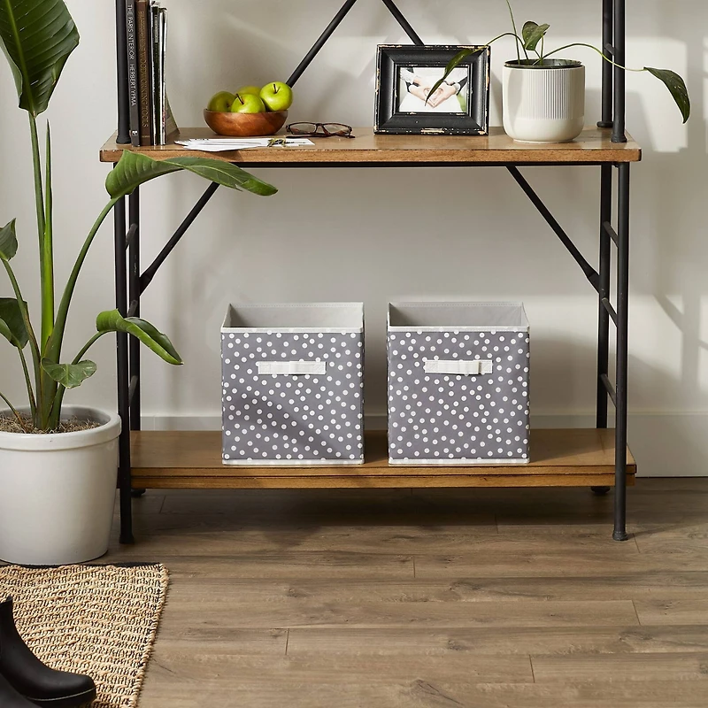 DII® 11" Gray & White Dots Storage Cube, 2ct.
