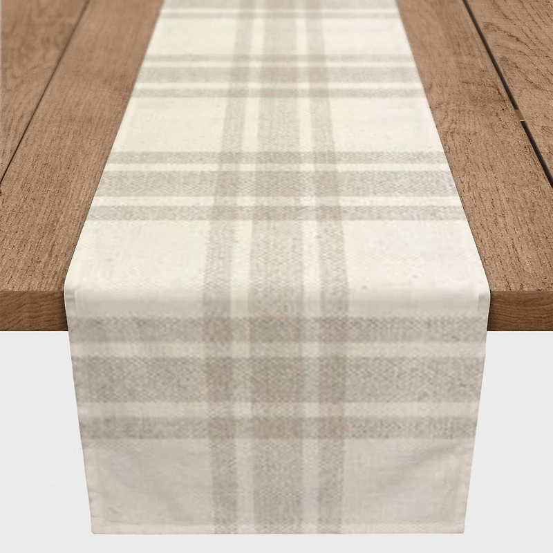 90'' Gray Plaid Cotton Twill Runner