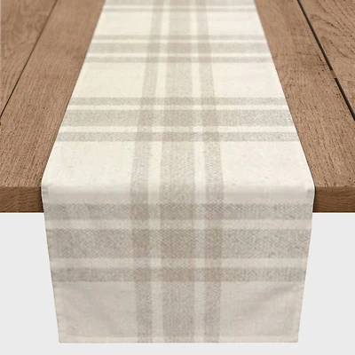 90'' Gray Plaid Cotton Twill Runner