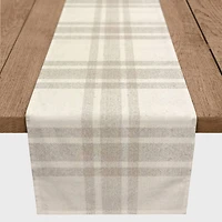 90'' Gray Plaid Cotton Twill Runner