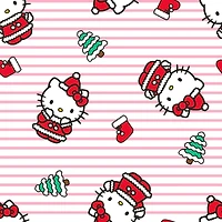 Hello Kitty® Christmas Stripes Cotton Fabric