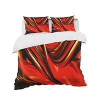 Designart 'Fire Lines Red Abstract' Modern & Contemporary Bedding Set - Duvet Cover & Shams
