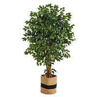 5.5ft. Palace Ficus Artificial Tree in Handmade Natural Cotton Planter