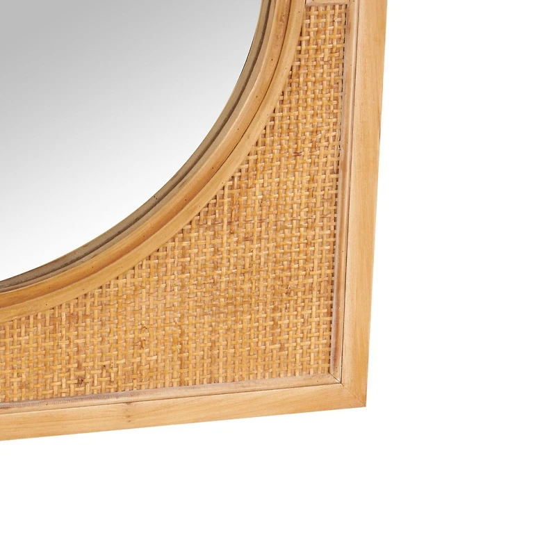 22" x 42" Brown Rattan Oval Center Design Wall Mirror