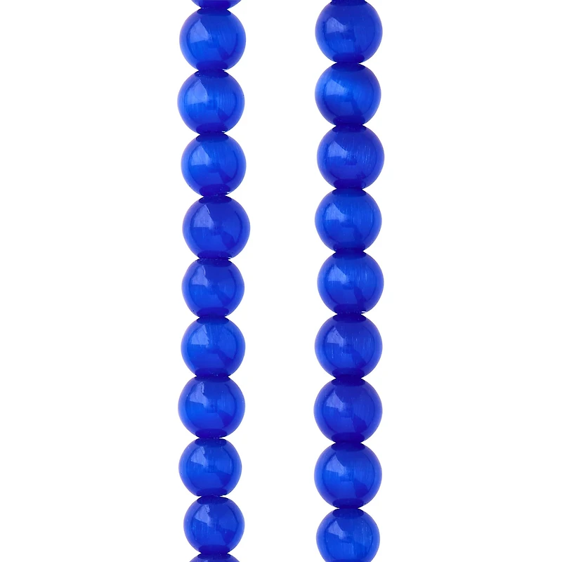 12 Packs: 34 ct. (408 total) Cobalt Blue Cat's Eye Glass Round Beads, 8mm by Bead Landing™