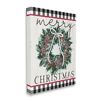 Stupell Industries Merry Christmas Tartan Wreath Canvas Wall Art