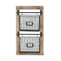 25" Black Metal Farmhouse Magazine Rack Holder