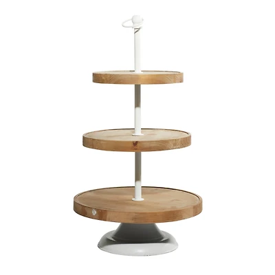 Brown Wood Farmhouse Tiered Server, 16" x 29"