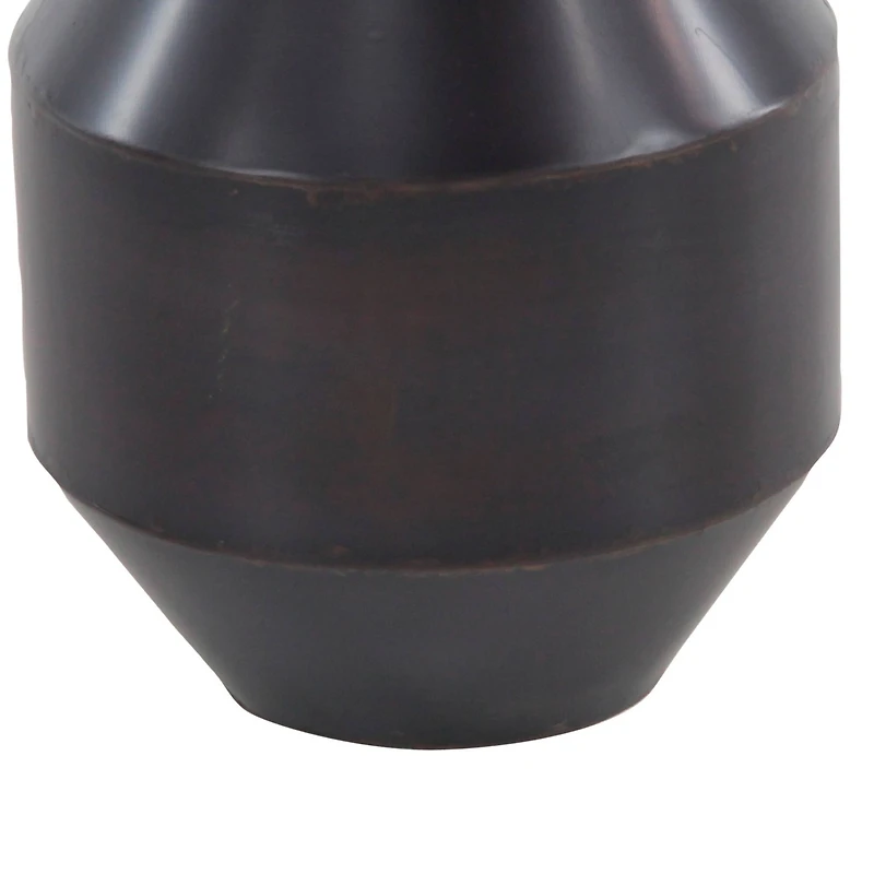 Dark Brown Metal Rustic Vase, 12" x 8" x 8"