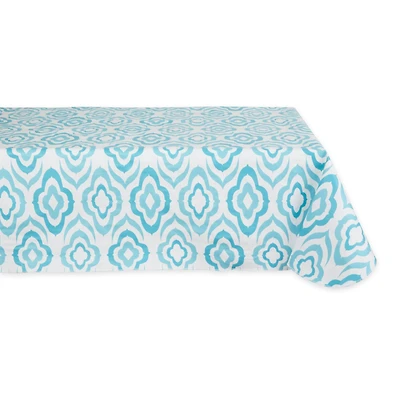 Blue Ikat Vinyl Tablecloth 60" x 102"