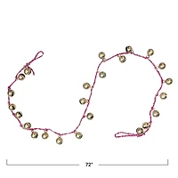 Hello Honey® 6ft. Gold Finish Metal Bells on Braided Red & White Cord Garland