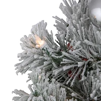 5ft. Pre-Lit Snowy Bristle Pine Artificial Christmas Tree in Silver Urn, Clear Lights