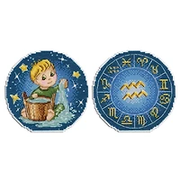 MP Studia Zodiac Signs Aquarius Plastic Canvas Counted Cross Stitch Kit
