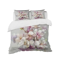 Designart 'Pink Magnolia Flowers' Shabby Bedding Set