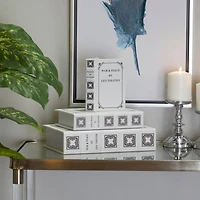 Off White Faux Leather Faux Book Box Set