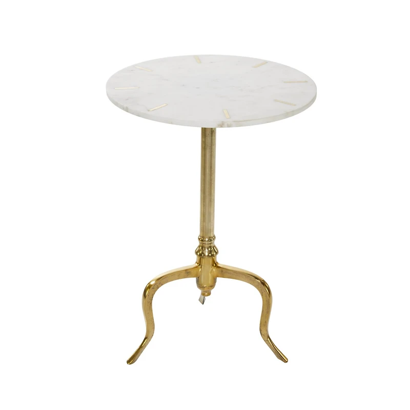 25" White Contemporary Marble Accent Table