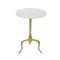 25" White Contemporary Marble Accent Table